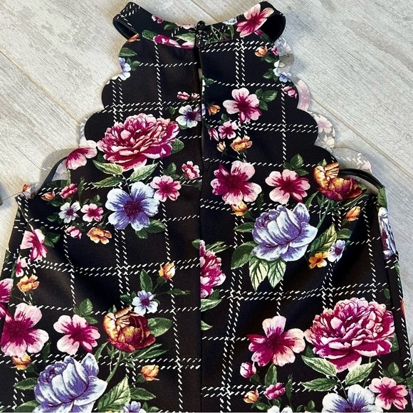 New Vintage A. Byer Halter floral scalloped party flower Y2K mini Dress M - Picture 4 of 7